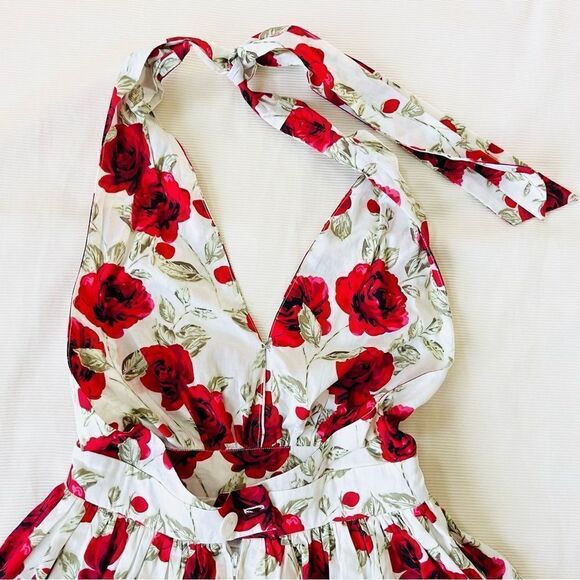 Hearts and Found Womens Dress Halter Open Back Floral Fashion Summer Rose XS NWT - Picture 2 of 4